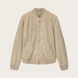 All Saints Men's Suede Bomber Jacket in Beige